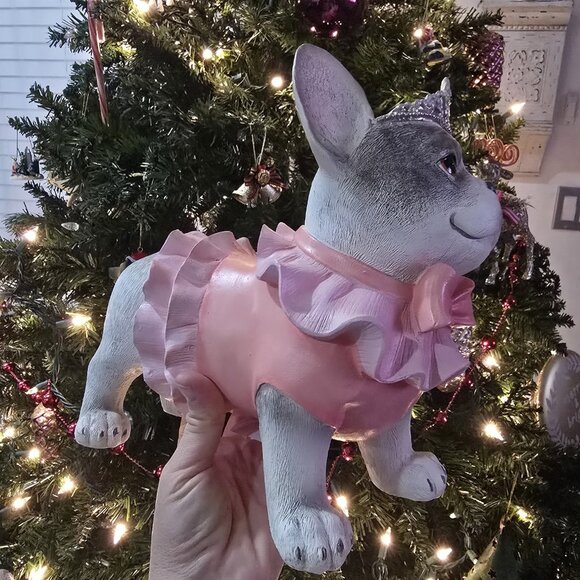 Humane Society French Bulldog Frenchie Princess Pink Tiara Valentine Figurine 12 - Picture 4 of 7